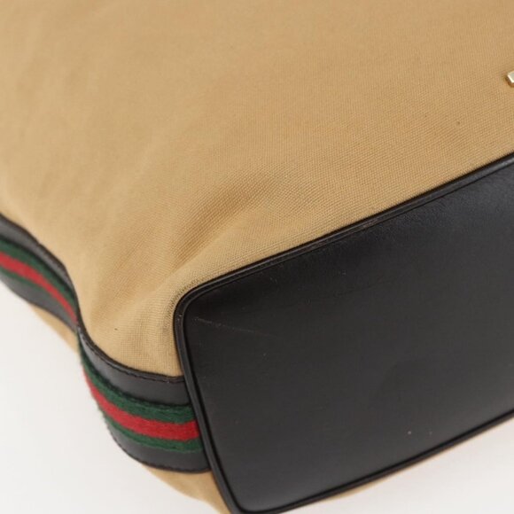 Authentic GUCCI GG Canvas Web Sherry Line Bag Beige Brown gold 001 4287 - Picture 3 of 16